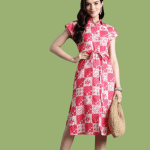 Shirt Dress with Belt - Coral Pink