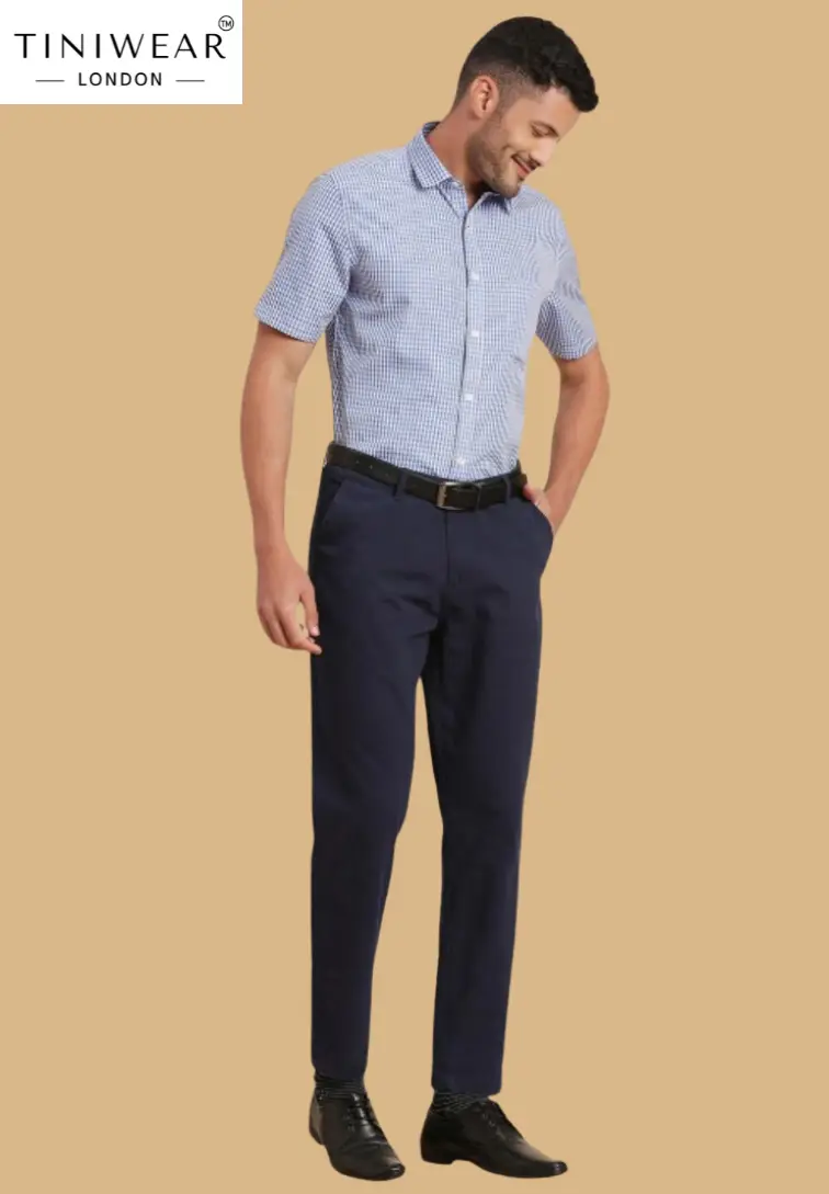 Slim Fit Blue Check Shirt - Image 2