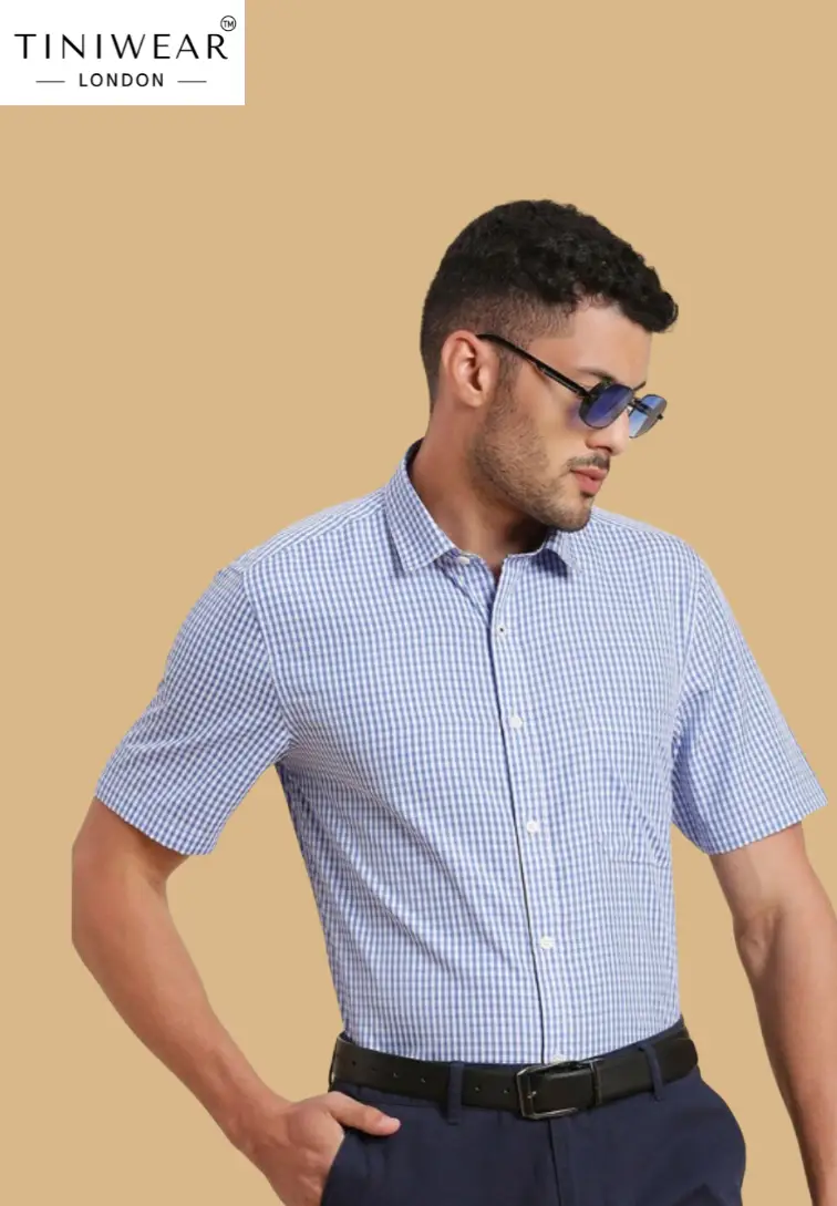 Slim Fit Blue Check Shirt