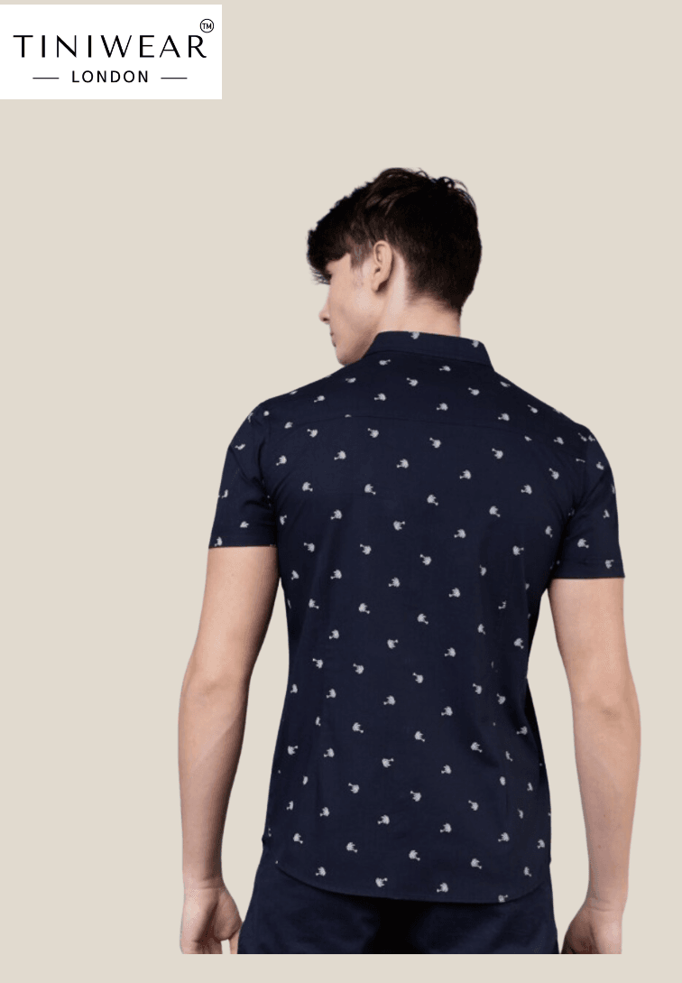 Navy Blue Slim Fit Shirt - Image 4