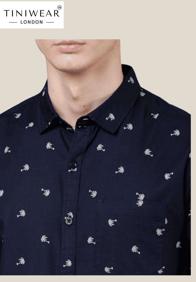 Navy Blue Slim Fit Shirt - Image 2