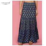 Blue Printed Tired Skirt