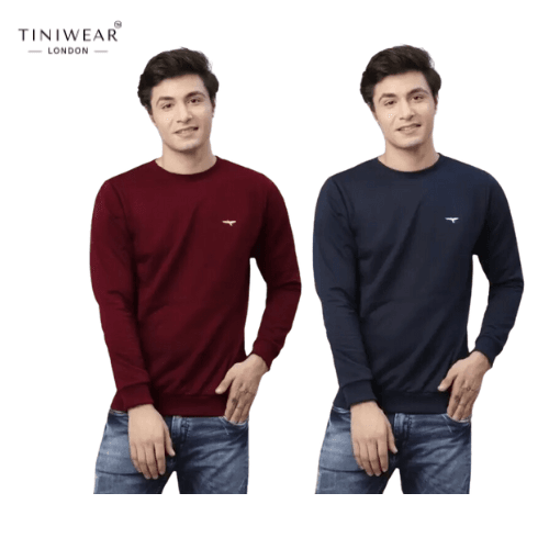 Solid Sweatshirt - Blue & Maroon