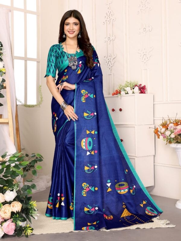 Blue Art Silk Saree