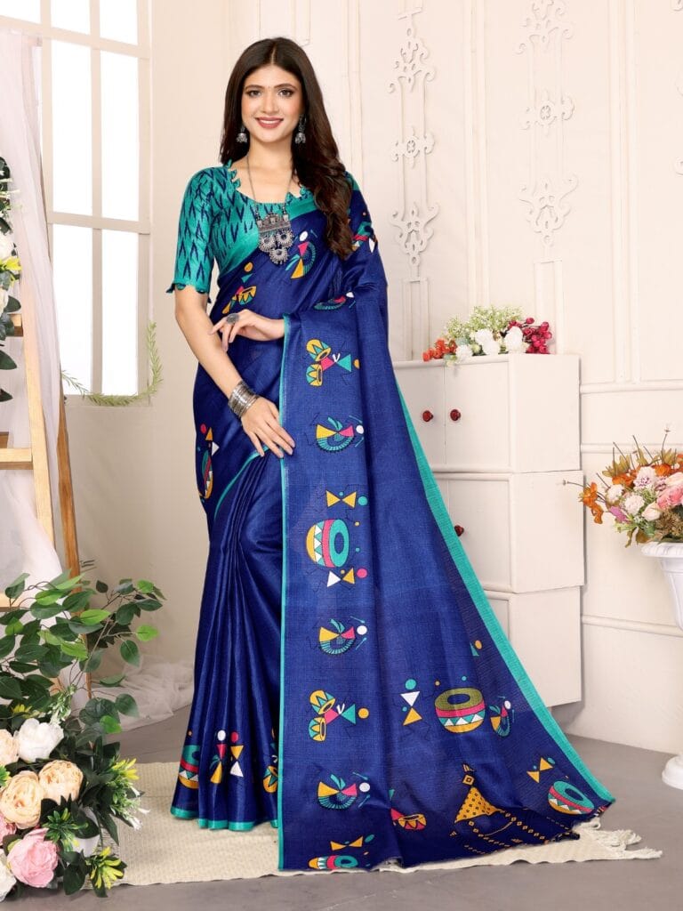 Blue Art Silk Saree