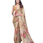 Light Tan Floral Malgudi Saree Online Sri Lanka