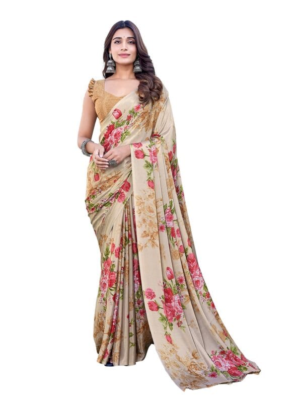 Light Tan Floral Malgudi Saree Online Sri Lanka
