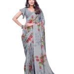 Light Grey Floral Malgudi Saree online in Sri Lanka