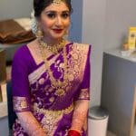 Radiant Bridal Purple Elegant Saree in Lichi Silk