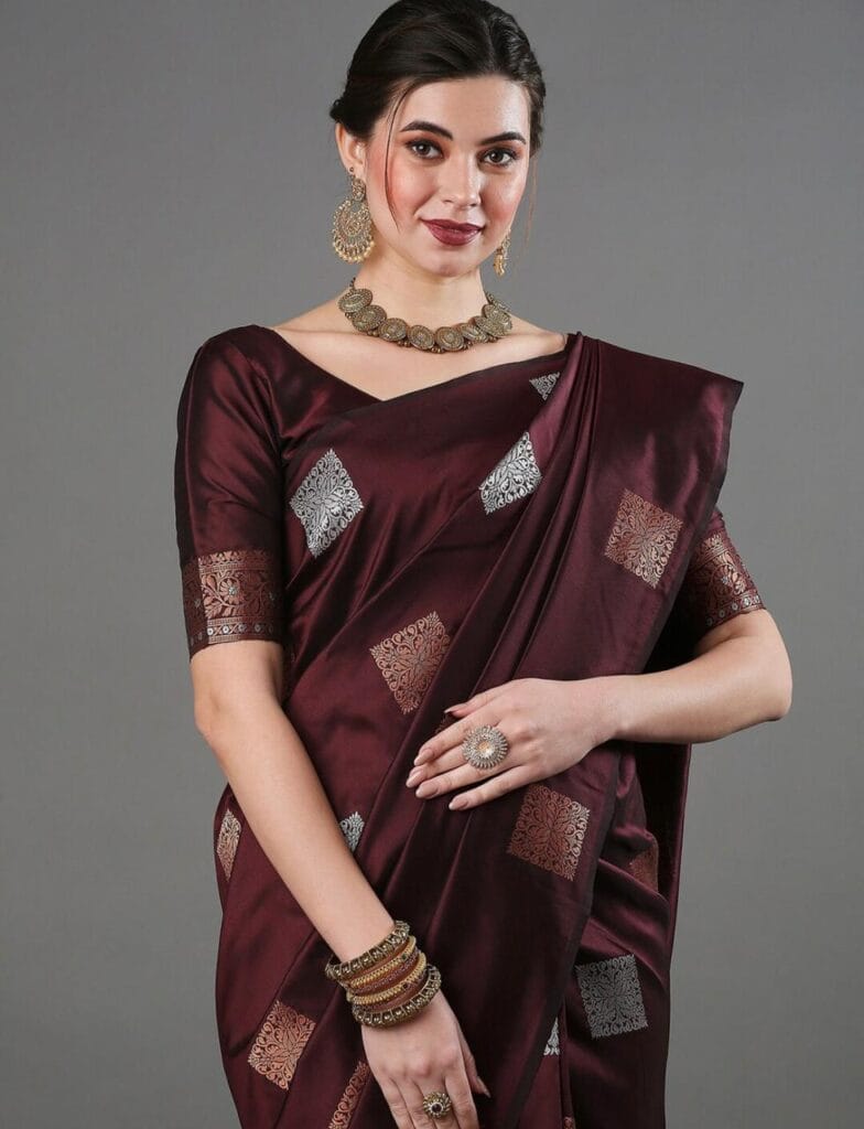 Banarasi Maroon Kanjivaram Silk Saree