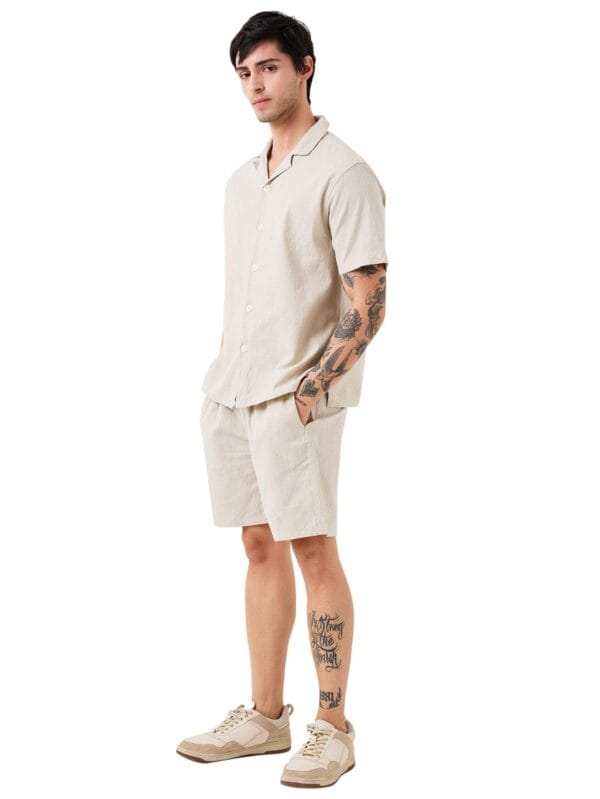 Duo Set for men - coordinated cotton half-sleeve shirt and shorts combo by Tiniwear, perfect for summer streetwear in Sri Lanka